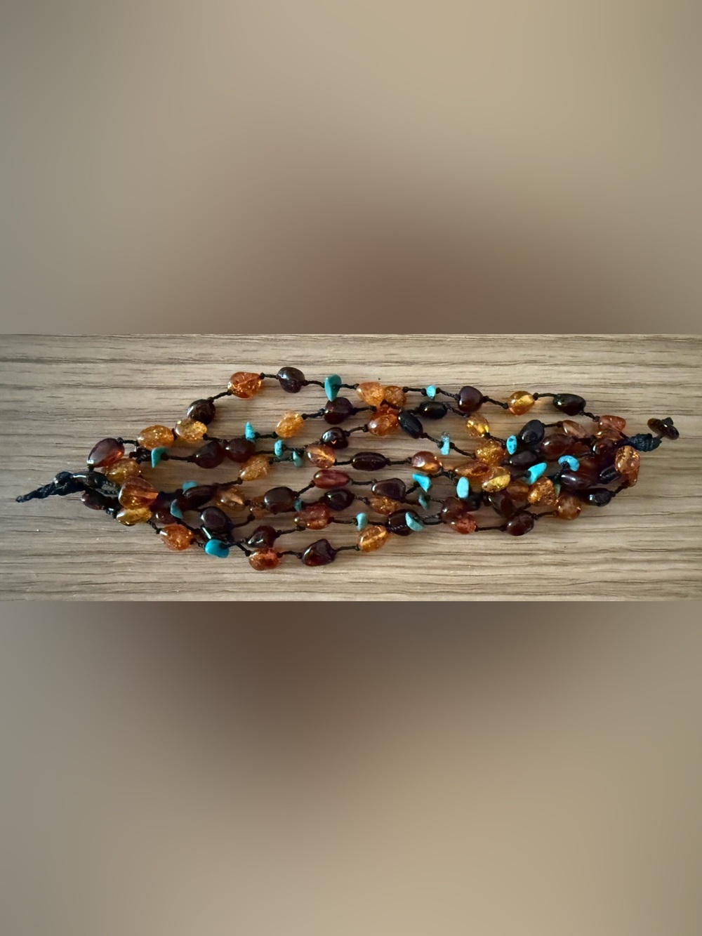 Handcrafted Amber and Turquoise Bead bracelet